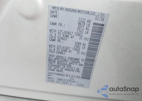 2016 Nissan Rogue S/Sl/Sv из США, поврежденный, VIN 5N1AT2MV6GC813246